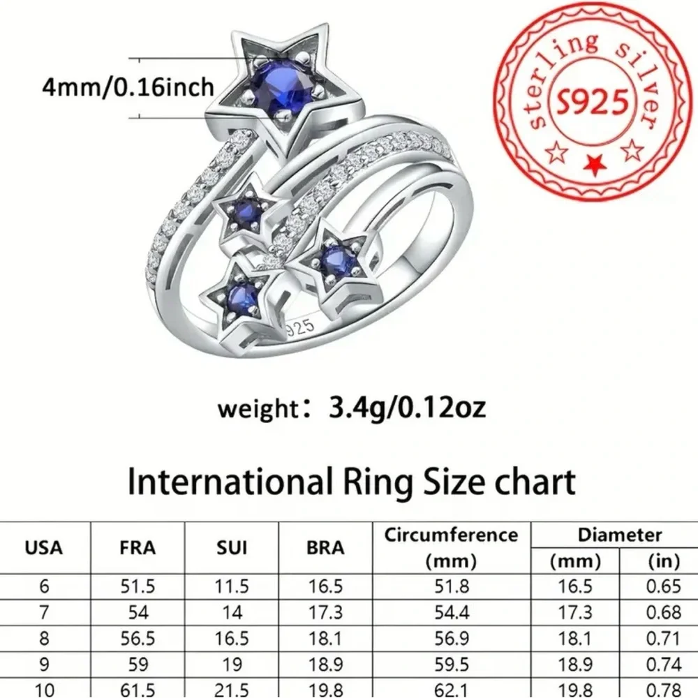925 Blue Star Ring-NEW